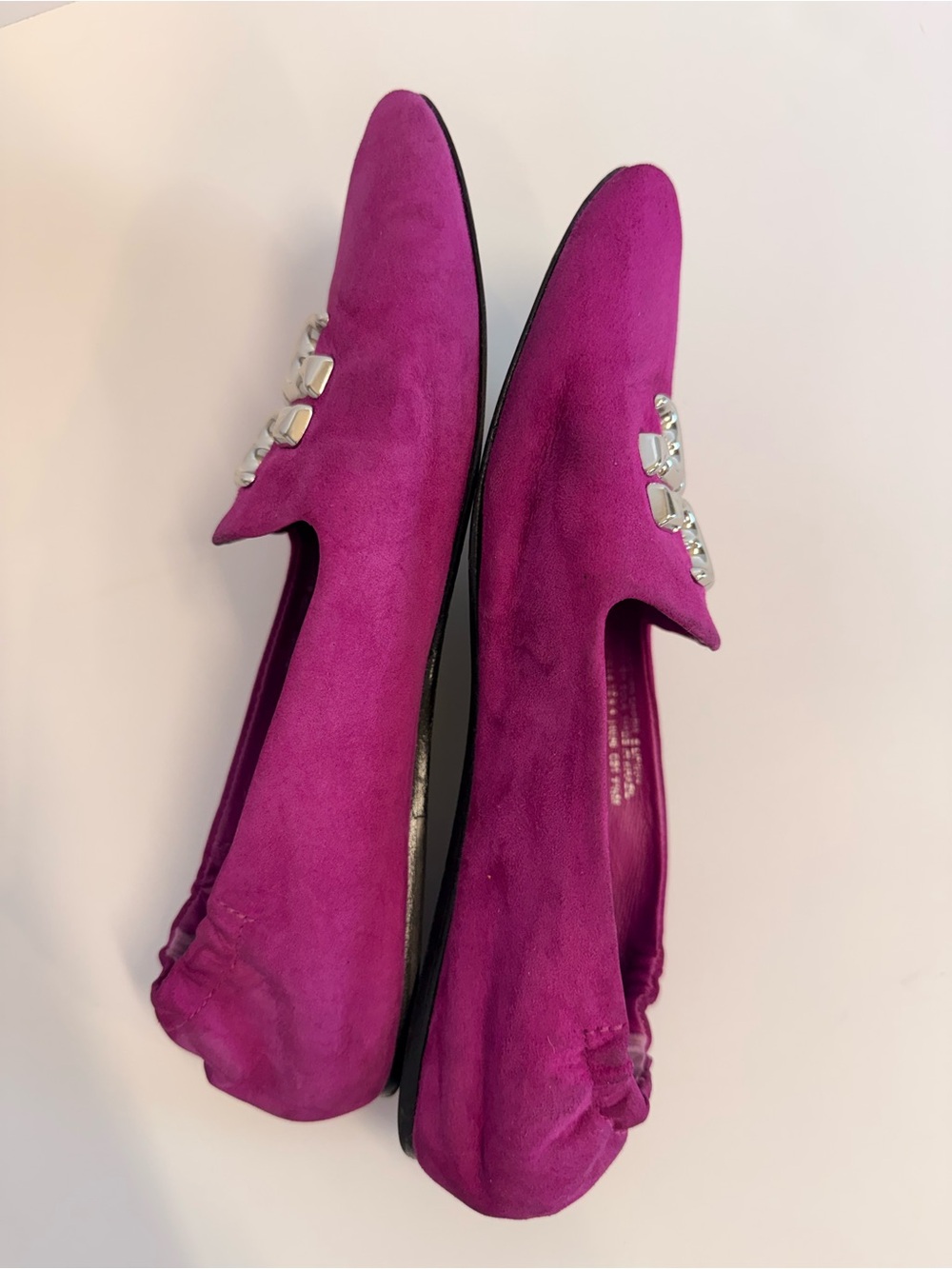 Tory Burch Eleanor Loafer Suede Fuchsia Pink Flats Size 7.5 - Picture 10 of 11